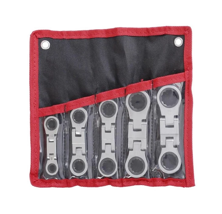 6pcs Stubby Flexible Ratchet Combination Wrench