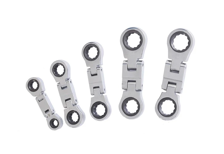 5pcs Flexible Double Ratchet Offset Wrench Set