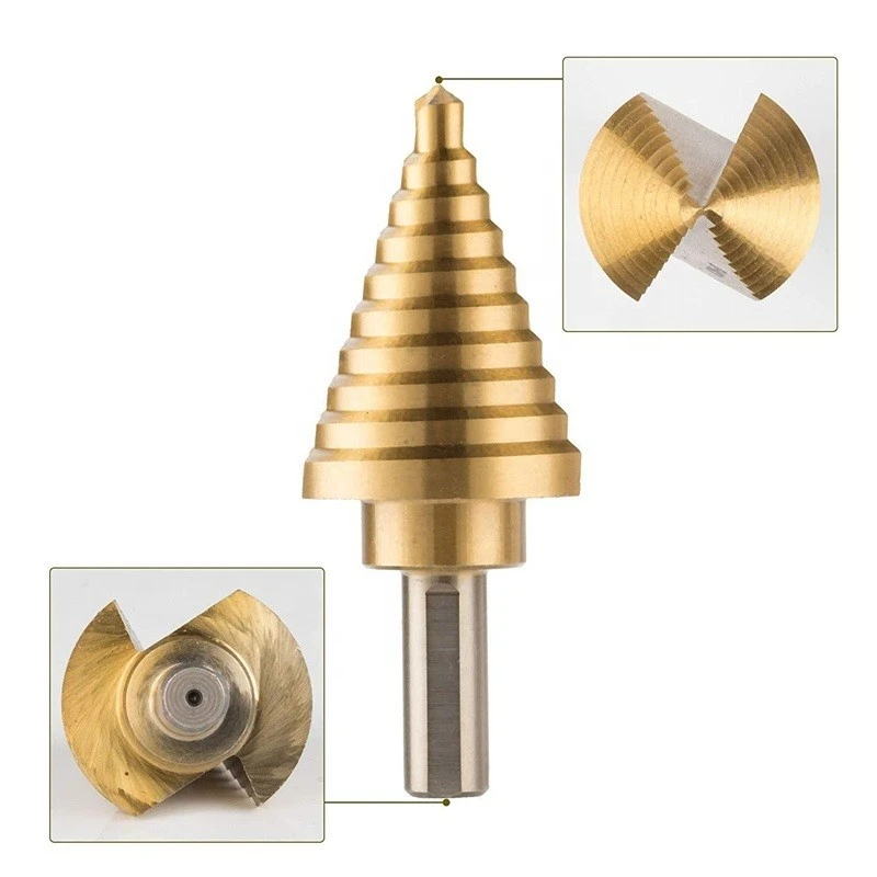 HSS 6pcs Titanium Step Drill Bit With Automatic Center Punch Set
